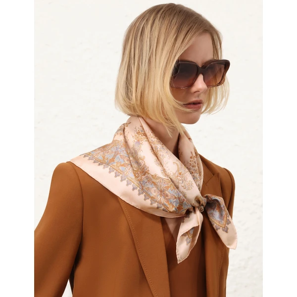 Zimmermann Printed Silk Square 70 in Multicolour, view 2