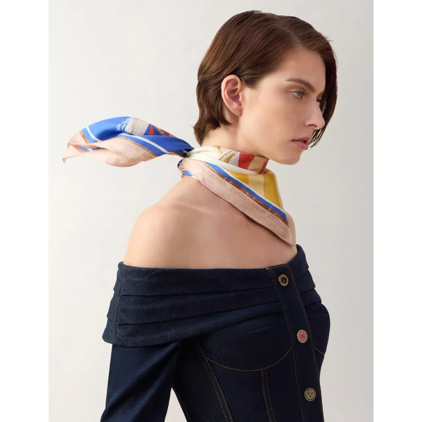 Zimmermann Printed Silk Square 70 in Multicolour, view 6
