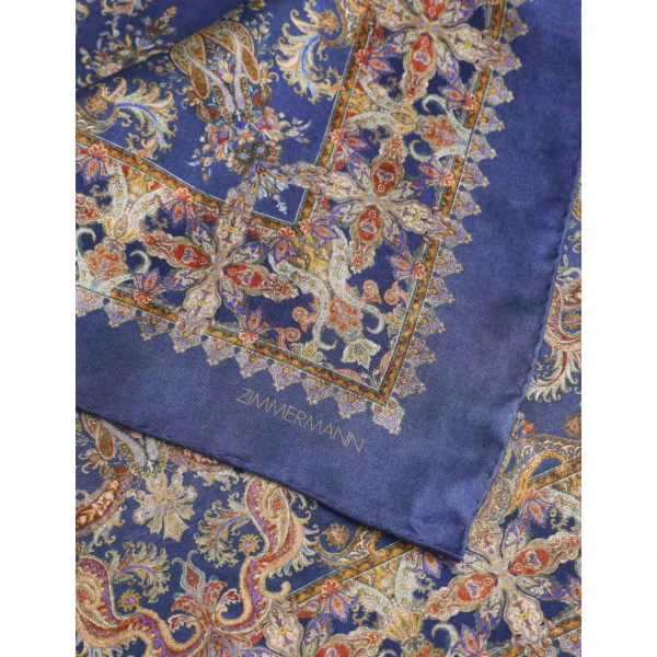 Zimmermann Printed Silk Square 90 in Blue, view 4
