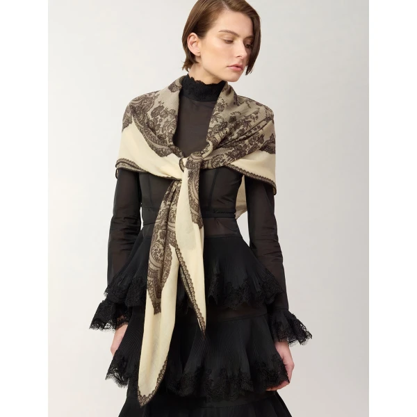 Zimmermann Printed Wool Shawl in Multicolour, view 2