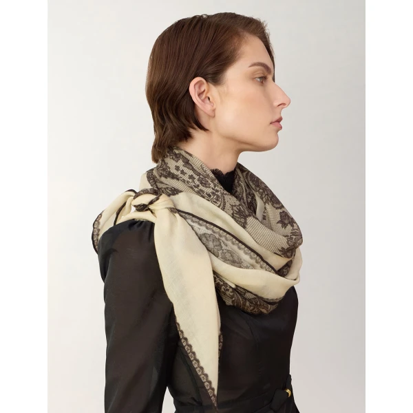 Zimmermann Printed Wool Shawl in Multicolour, view 4