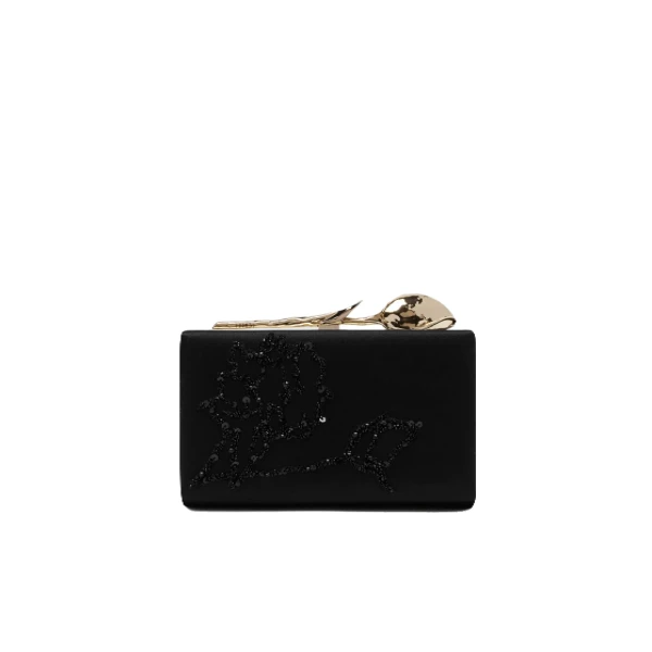 Bloom Minaudiere in Black Embellished Satin