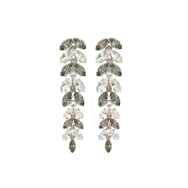 Crystal Long Earring in Black and Clear Crystal