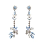 Erdem Crystal Long Earring in Blue Crystal | Earrings | Luxury Shoes 