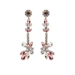 Erdem Crystal Long Earring in Pink Crystal | Earrings | Luxury Shoes 