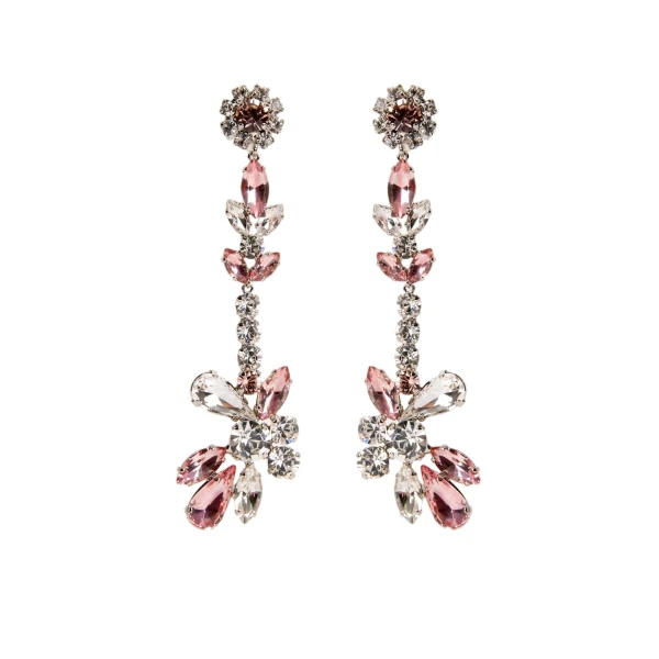 Crystal Long Earring in Pink Crystal