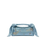 Erdem East West Bloom Bag in Artist Blue Textured Satin | Shoulder & Crossbody Bags | Luxury Shoes 