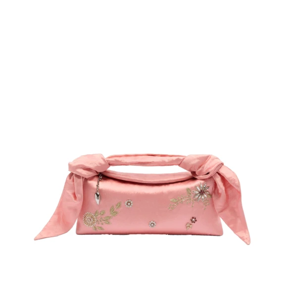 Erdem East West Bloom Bag in Peony Textured Satin | Shoulder & Crossbody Bags | Luxury Shoes 