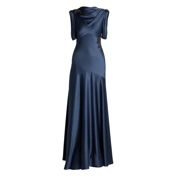 Erdem Embellished Satin Draped Gown | Evening Gowns | Luxury Shoes 