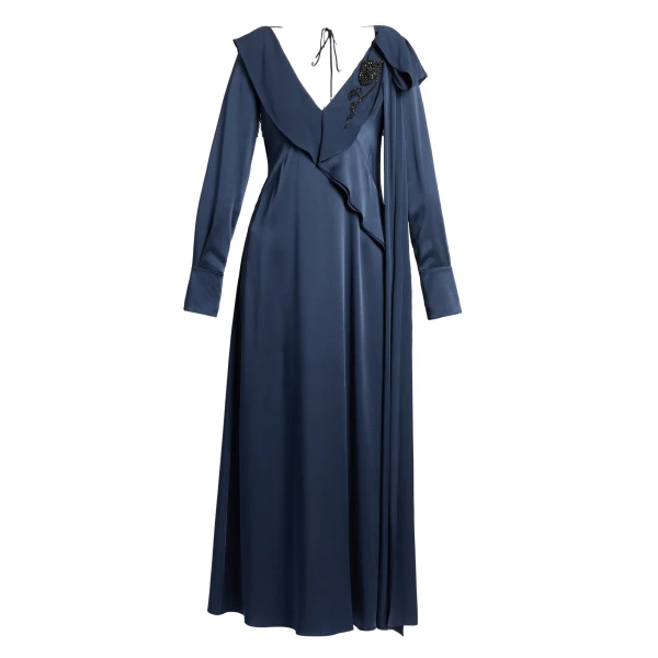 Erdem Embellished Satin Midi Dress | Midi Dresses | Luxury Shoes 