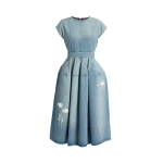 Erdem Embroidered Denim Short Sleeve Midi Dress | Midi Dresses | Luxury Shoes 