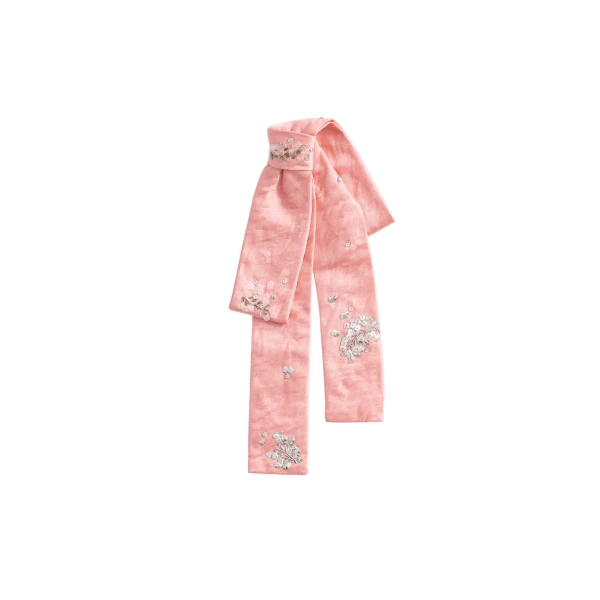 Erdem Embroidered Textured Satin Bow Brooch in Pink | Brooches & Pins | Luxury Shoes 