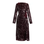 Erdem Floral Applique Sequin Draped Midi Dress | Midi Dresses | Luxury Shoes 