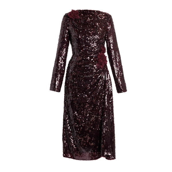 Erdem Floral Applique Sequin Draped Midi Dress | Midi Dresses | Luxury Shoes 