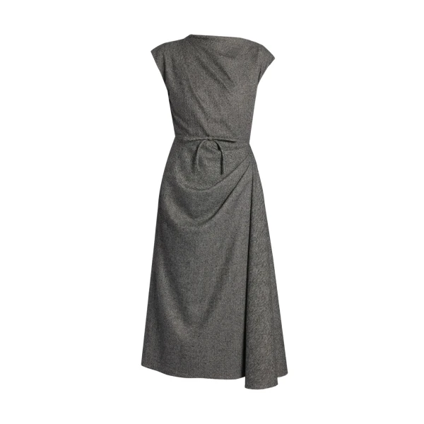 Herringbone Draped Midi Dress