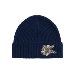 Erdem Knitted Beanie in Navy Cashmere | Hats | Luxury Shoes 