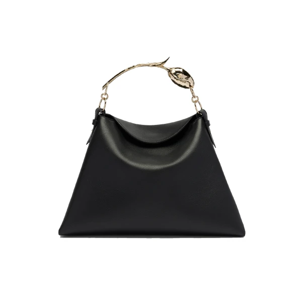 Large Bloom Bag in Black Grain Leather