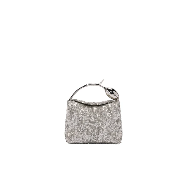 Micro Bloom Bag in Silver Sequins