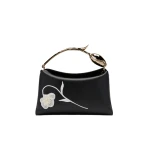 Erdem Midi Bloom Bag in Black Flower Applique Leather | Totes & Top-Handle Bags | Luxury Shoes 