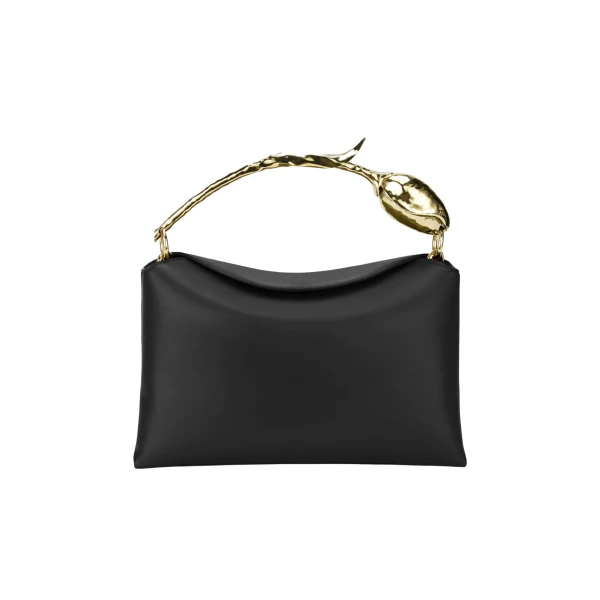 Midi Bloom Bag in Black Leather