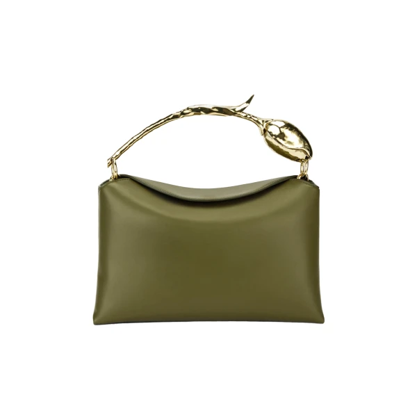 Midi Bloom Bag in Khaki Leather
