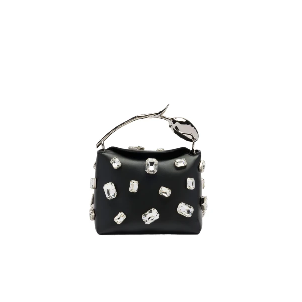 Erdem Mini Bloom Bag in Black Crystal Leather | Mini Bags | Luxury Shoes 