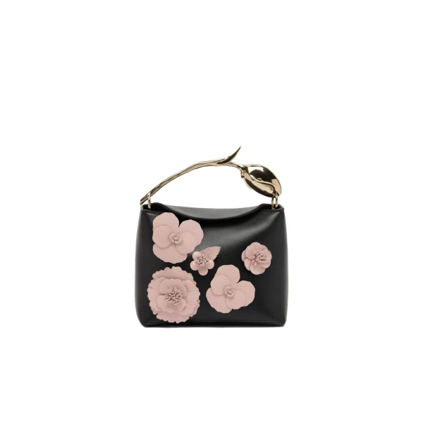 Erdem Mini Bloom Bag in Black Flower Applique Leather | Mini Bags | Luxury Shoes 