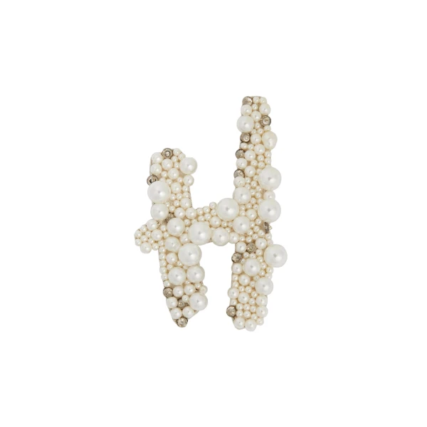 Erdem Pearl Alphabet Brooch H | Brooches & Pins | Luxury Shoes 