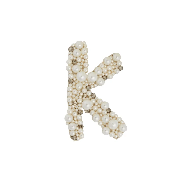 Erdem Pearl Alphabet Brooch K | Brooches & Pins | Luxury Shoes 