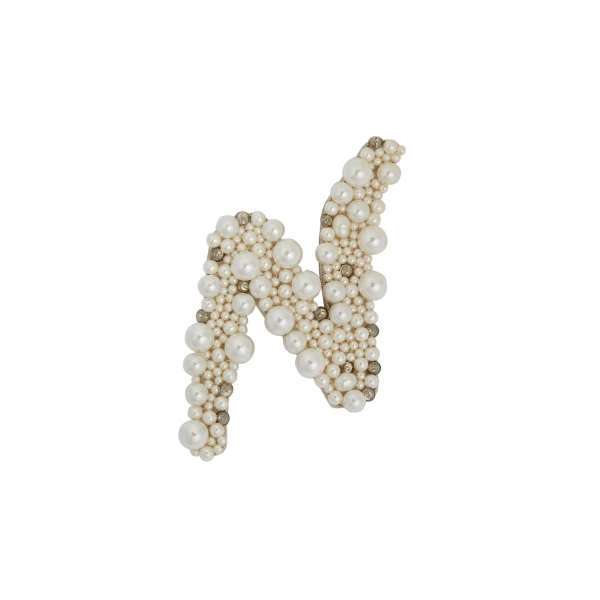 Erdem Pearl Alphabet Brooch N | Brooches & Pins | Luxury Shoes 
