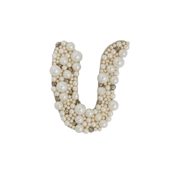 Erdem Pearl Alphabet Brooch U | Brooches & Pins | Luxury Shoes 