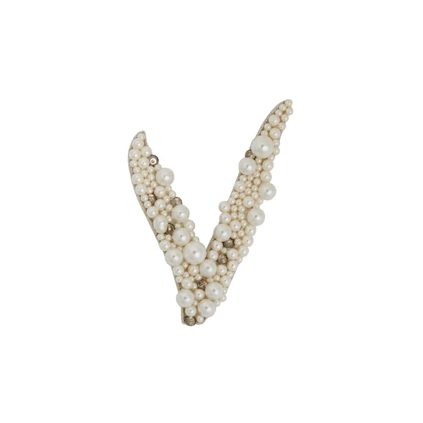 Erdem Pearl Alphabet Brooch V | Brooches & Pins | Luxury Shoes 