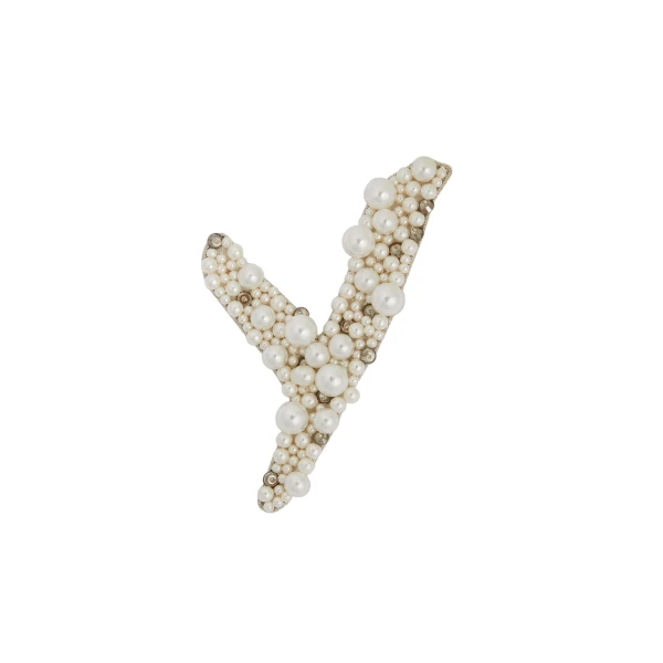 Erdem Pearl Alphabet Brooch Y | Brooches & Pins | Luxury Shoes 