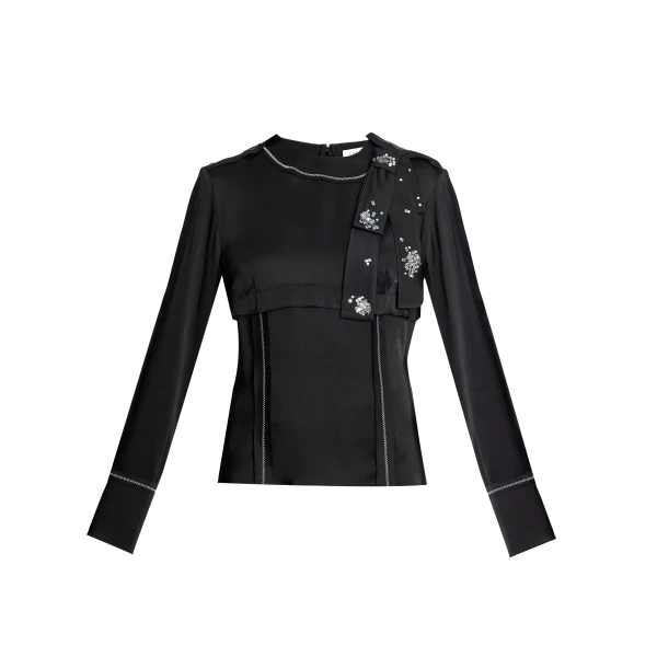 Satin Cady Long Sleeve Shirt