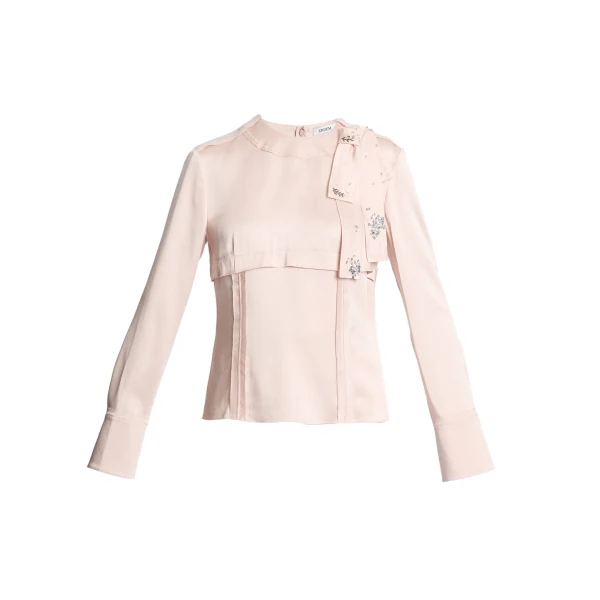 Satin Cady Long Sleeve Shirt