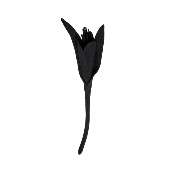 Erdem Satin Flower Brooch in Black | Brooches & Pins | Luxury Shoes 