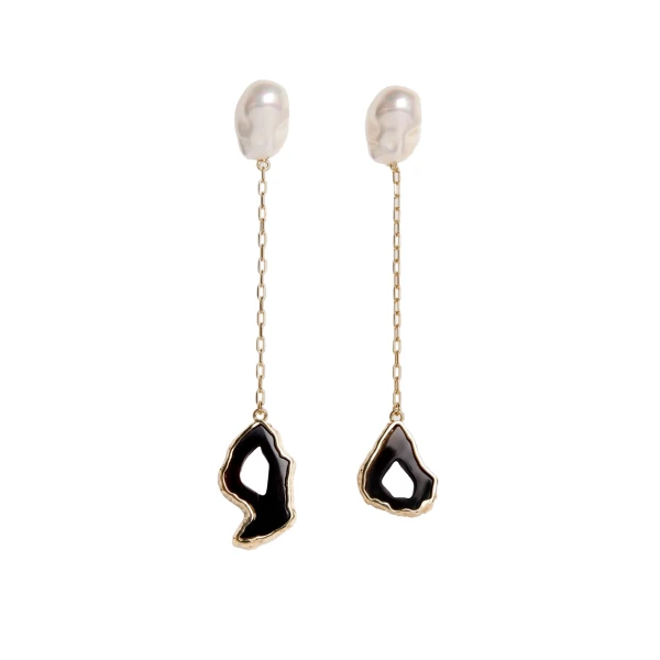 Erdem Stone Drop Earring in Black Agate | Earrings | Luxury Shoes 
