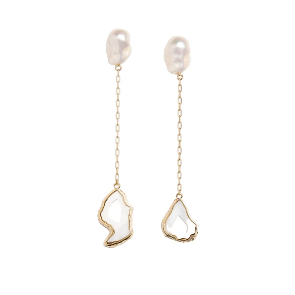 Stone Drop Earring in White Agate