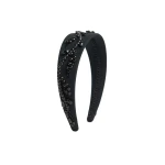 Erdem Wide Embroidered Headband in Black | Hair Accessories | Luxury Shoes 