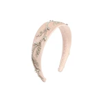 Erdem Wide Embroidered Headband in Cameo Pink | Hair Accessories | Luxury Shoes 