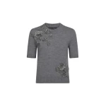 Oscar de la Renta Beaded Peony Embroidered Pullover | Knitwear | Luxury Shoes 