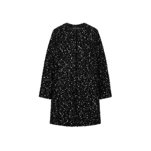 Sequin Ribbon Tweed Coat