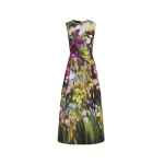 Oscar de la Renta Sleeveless Abstract Garden Faille Cocktail Dress | Dresses | Luxury Shoes 