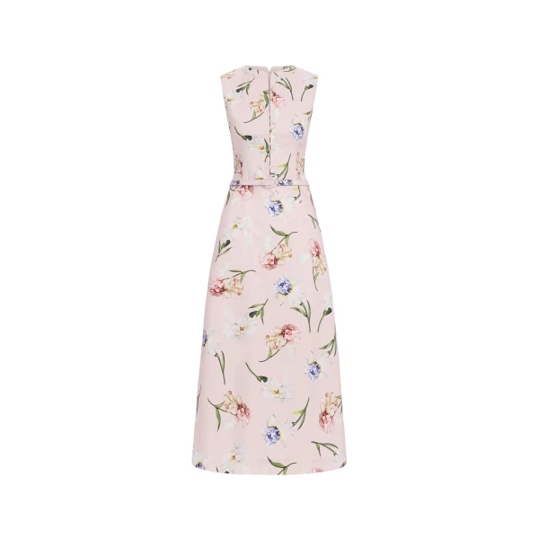 Sleeveless Painted Iris Poplin Day Dress