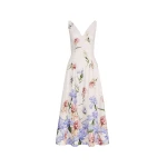 Oscar de la Renta Sleeveless V Neck Large Iris Degrade Poplin Dress | Dresses | Luxury Shoes 