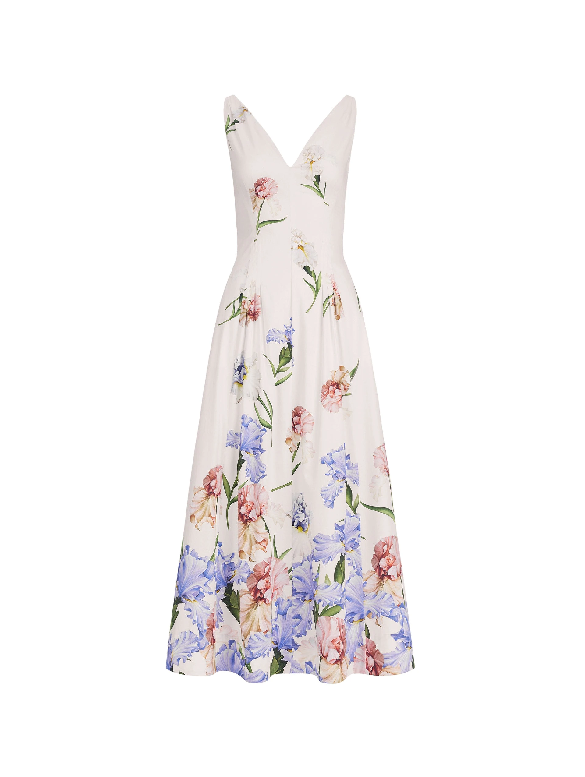 Oscar de la Renta Sleeveless V Neck Large Iris Degrade Poplin Dress Oscar de la Renta Sleeveless V Neck Large Iris Degrade Poplin Dress | Dresses | Luxury Shoes