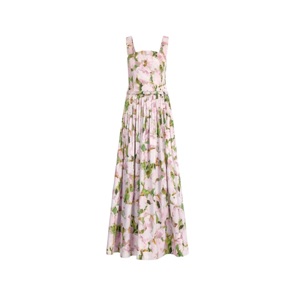 Sleeveless Watercolor Iris Poplin Day Dress